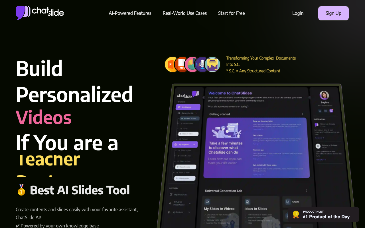 ChatSlide.ai - AI assistant for generating slides and video AI Content Creation