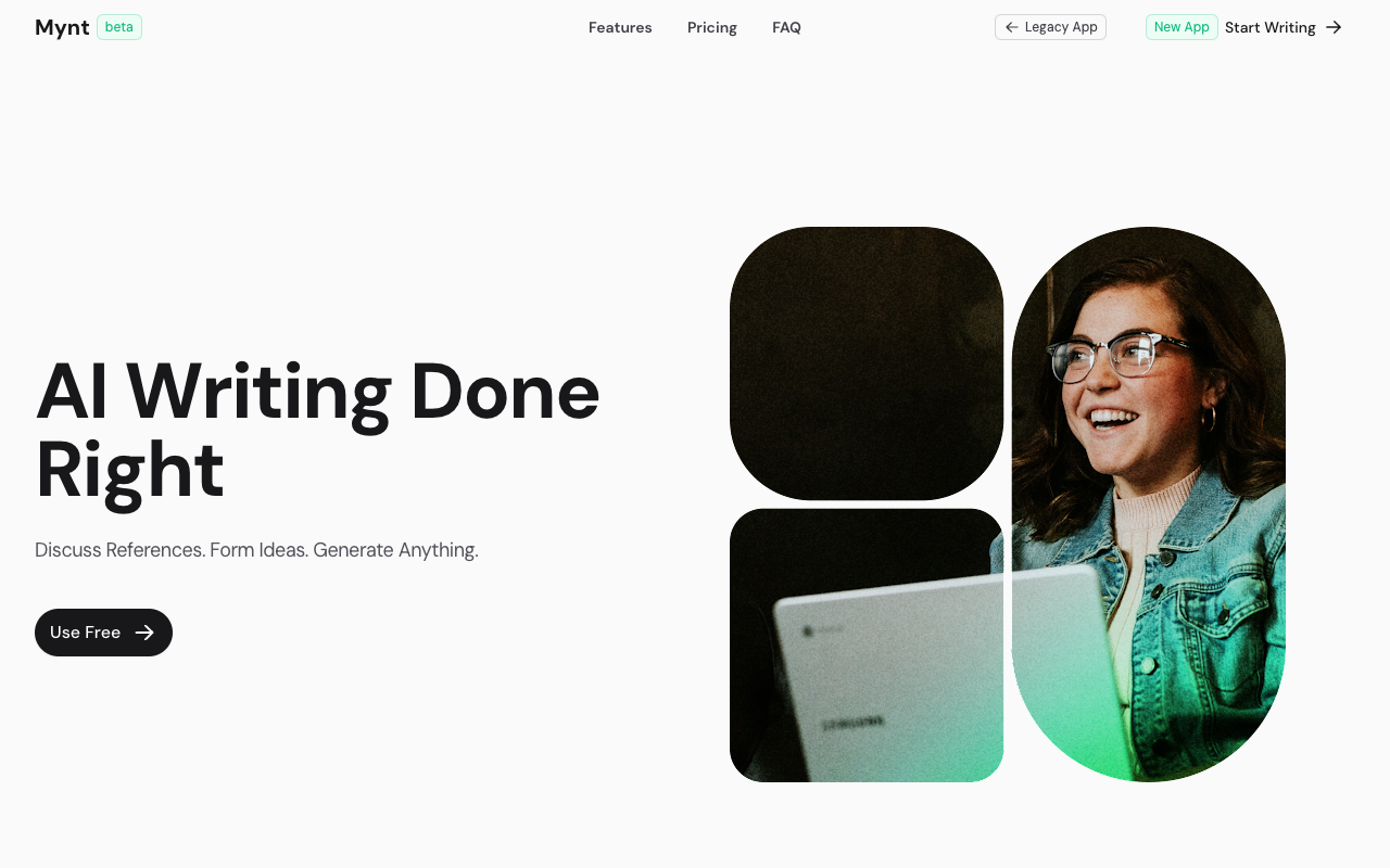 Mynt - AI Writing Done Right AI Writing