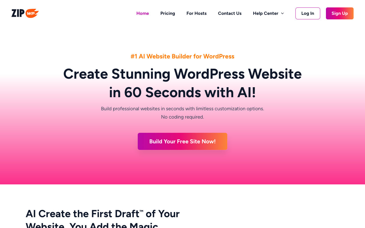 ZipWP - Create Beautiful Website under 60 Seconds with AI