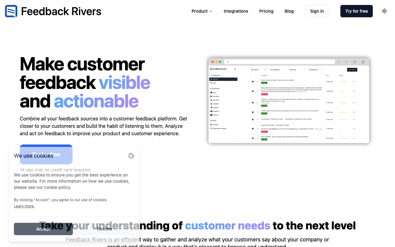 Feedback Rivers - Make customer feedback visible and actionable