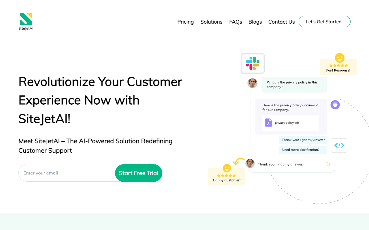 SiteJetAI - Revolutionizing Customer Support with AI-Powered Chatbot
