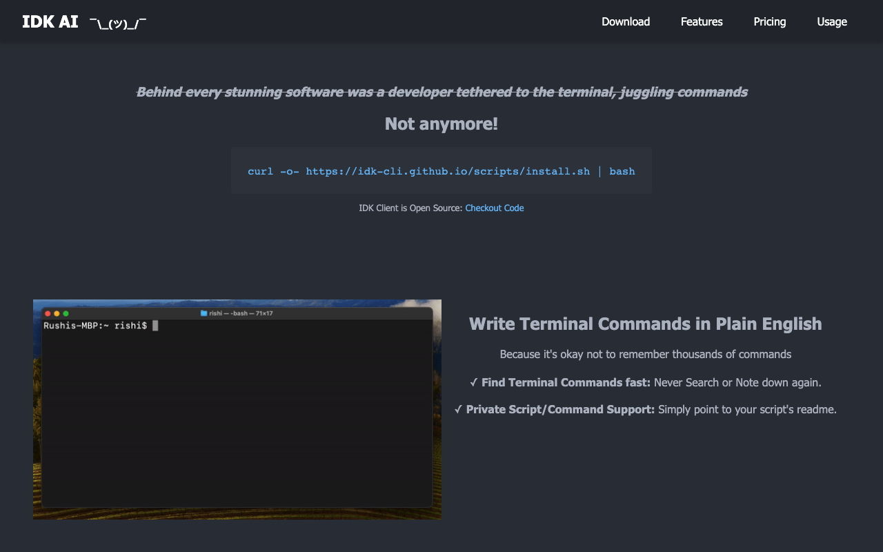 IDK AI - Execute CLI commands 10x quicker