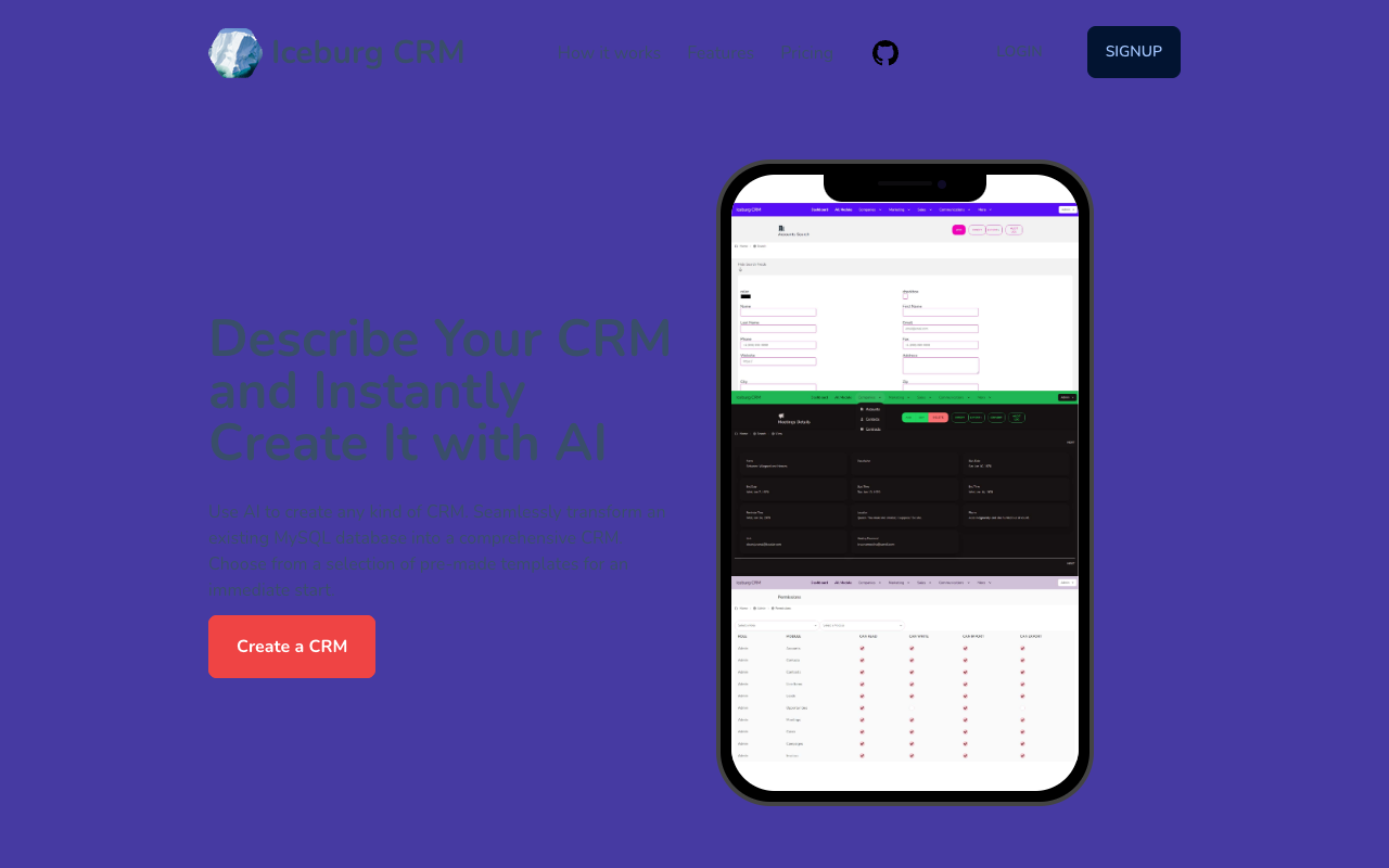 IceburgCRM - Transform Your Database into a Custom CRM with AI