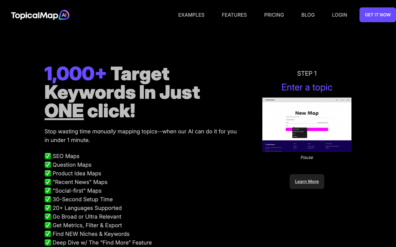 Topical Map AI - Discover 1,000 Topics in 1 Minute