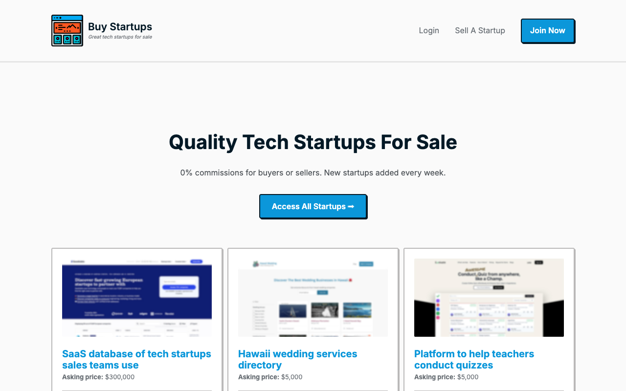 Buy Startups - Buy quality tech startups
