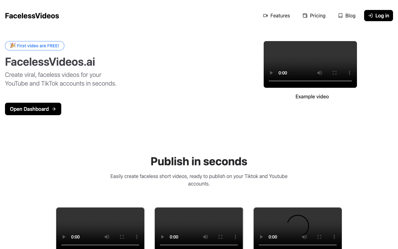 FacelessVideos.AI - Create viral, faceless videos for your TikTok account