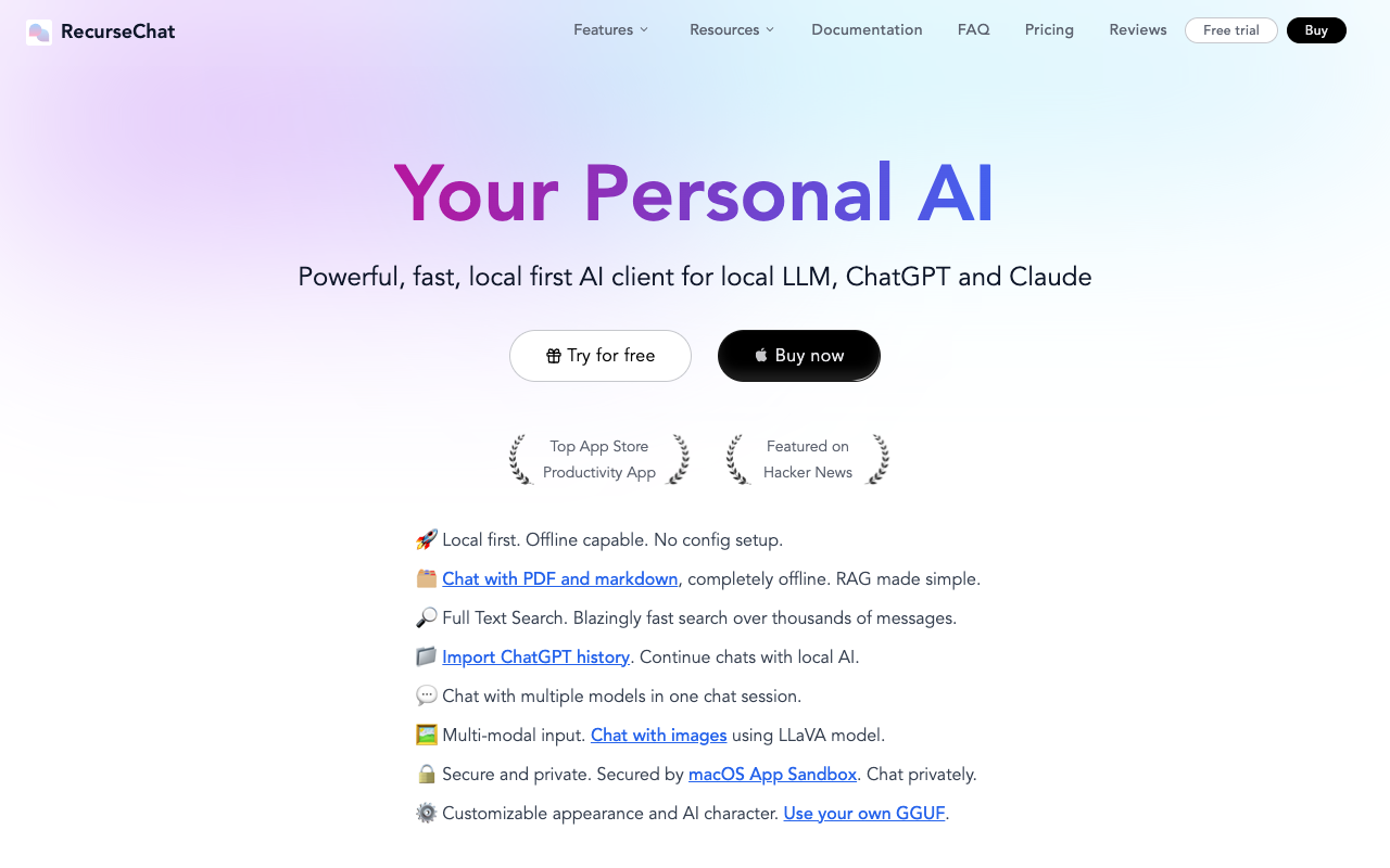 RecurseChat - Use Local AI as Your Daily Driver