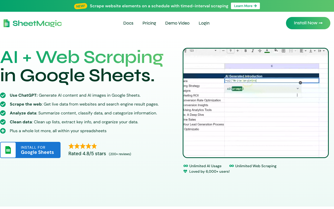 SheetMagic - Enhance Google Sheets with Unlimited AI & Web Scraping