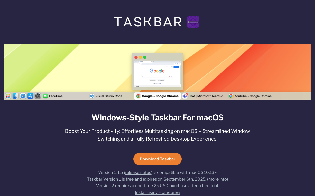 Taskbar for macOS - Simplify Multi-Tasking with a Windows-Style Taskbar