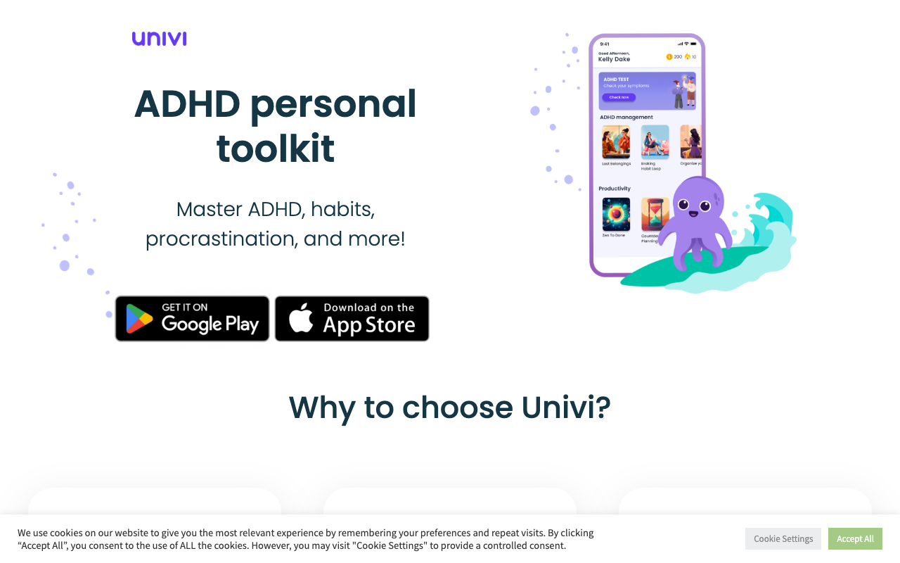Univi: Manage your ADHD - Beat procrastination, learn new habits & enhance your focus