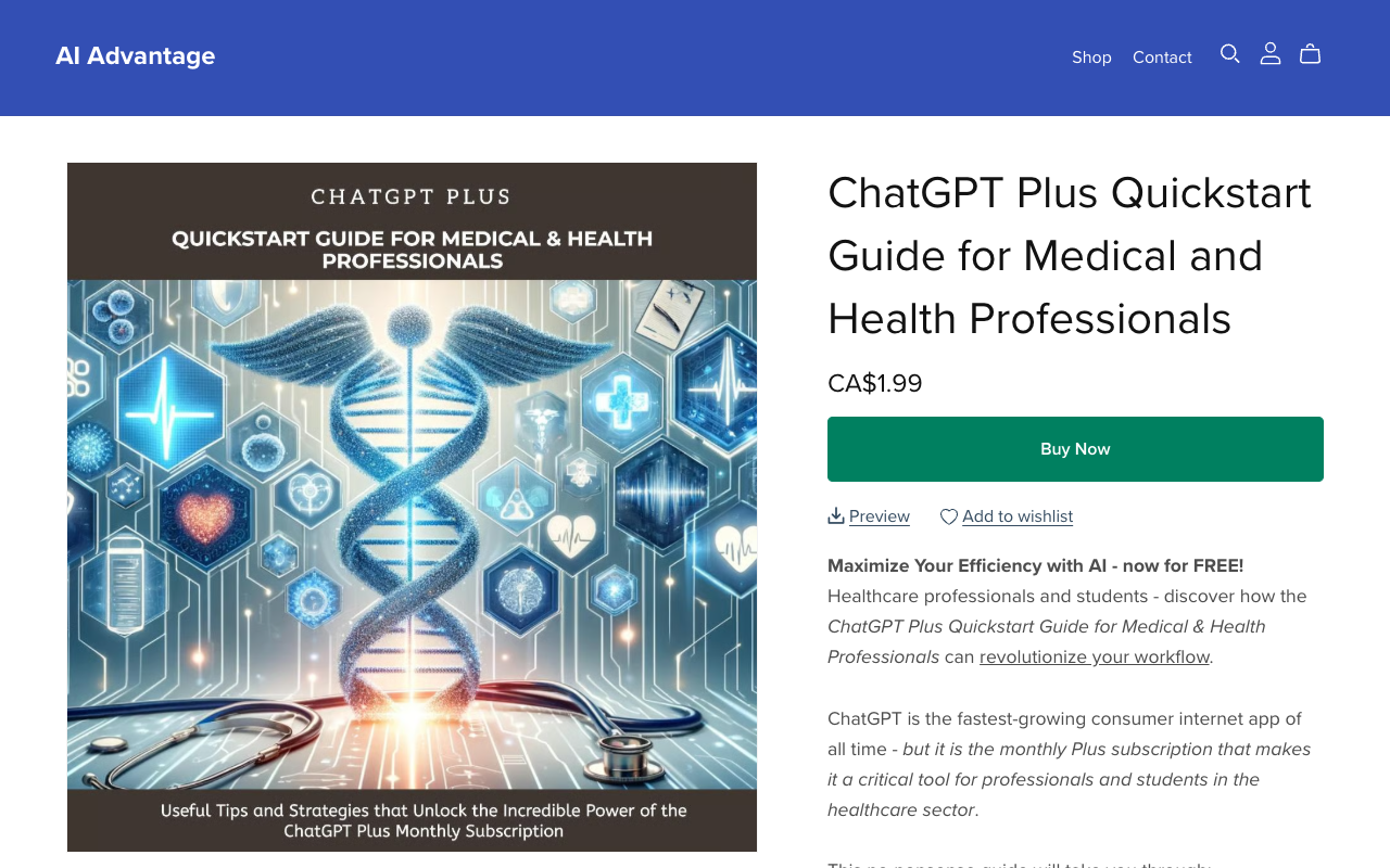ChatGPT Plus Quickstart Guide - eBook for Medical and Health Professionals to use AI