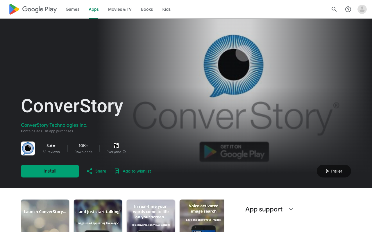 ConverStory - The "See What You Say!" app. Images with realtime captions