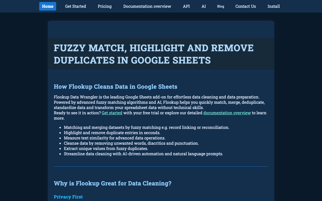 Flookup Data Wrangler API - Your Lightweight Data Cleaning Solution Data Cleaning Google Sheets API