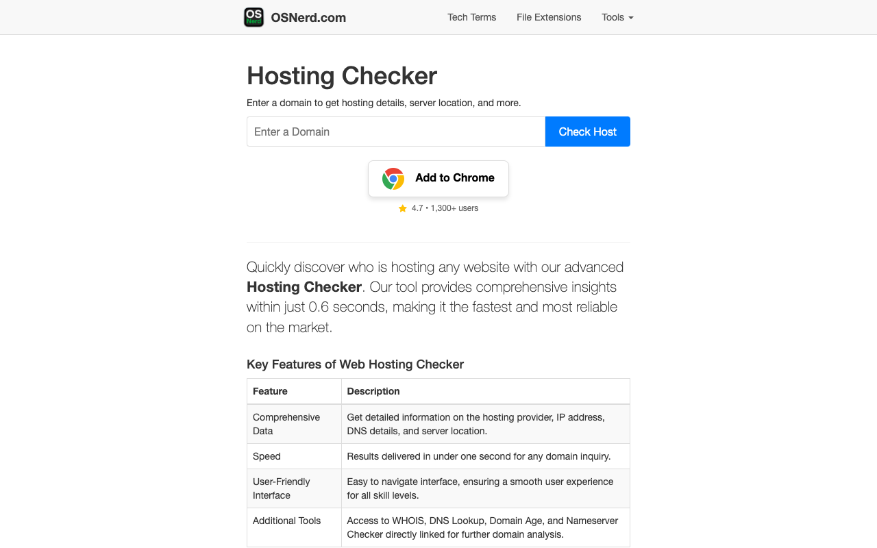 Hosting Checker - Find out who is hosting any website under a second