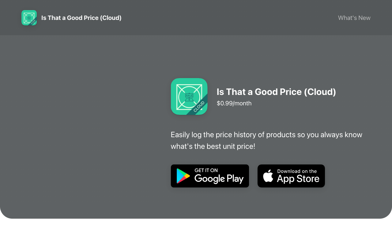 Is That a Good Price (Cloud) - Easily log product prices to always know the best unit price