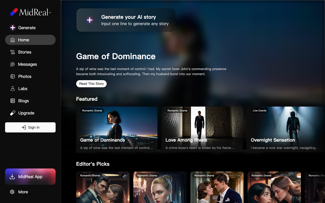 MidReal - Create interactive stories with AI, one choice at a time