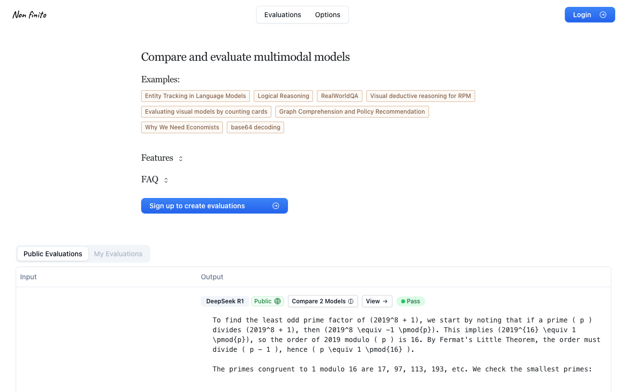 Non Finito - Compare and Evaluate Multimodal Models