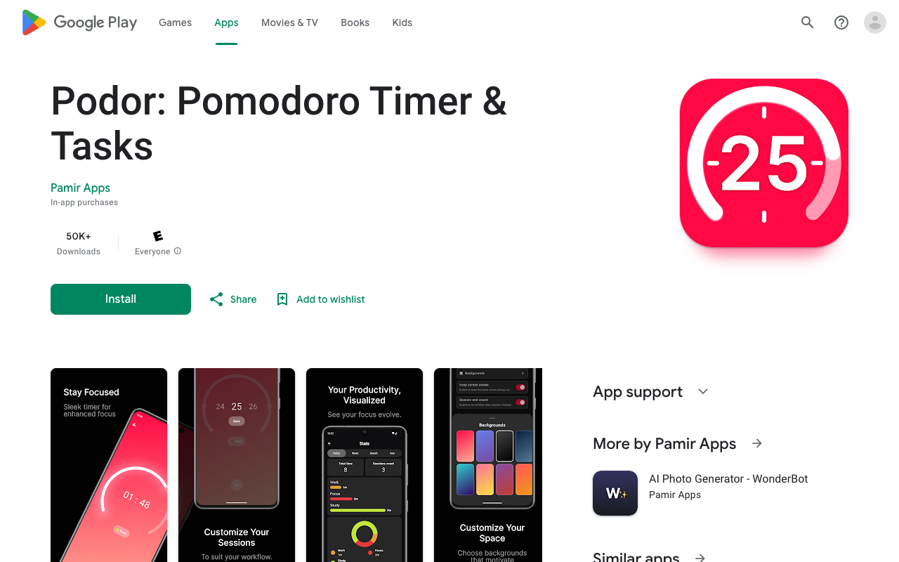 Podor: Maximize Focus with Personalized Pomodoro Timer