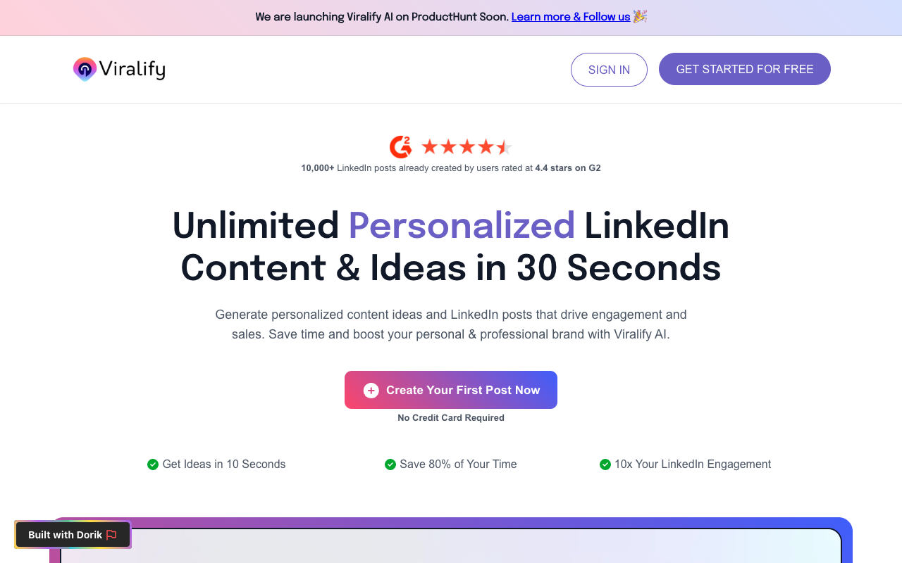 Viralify AI - Unlimited Personalized LinkedIn Content in 30 Seconds AI Marketing