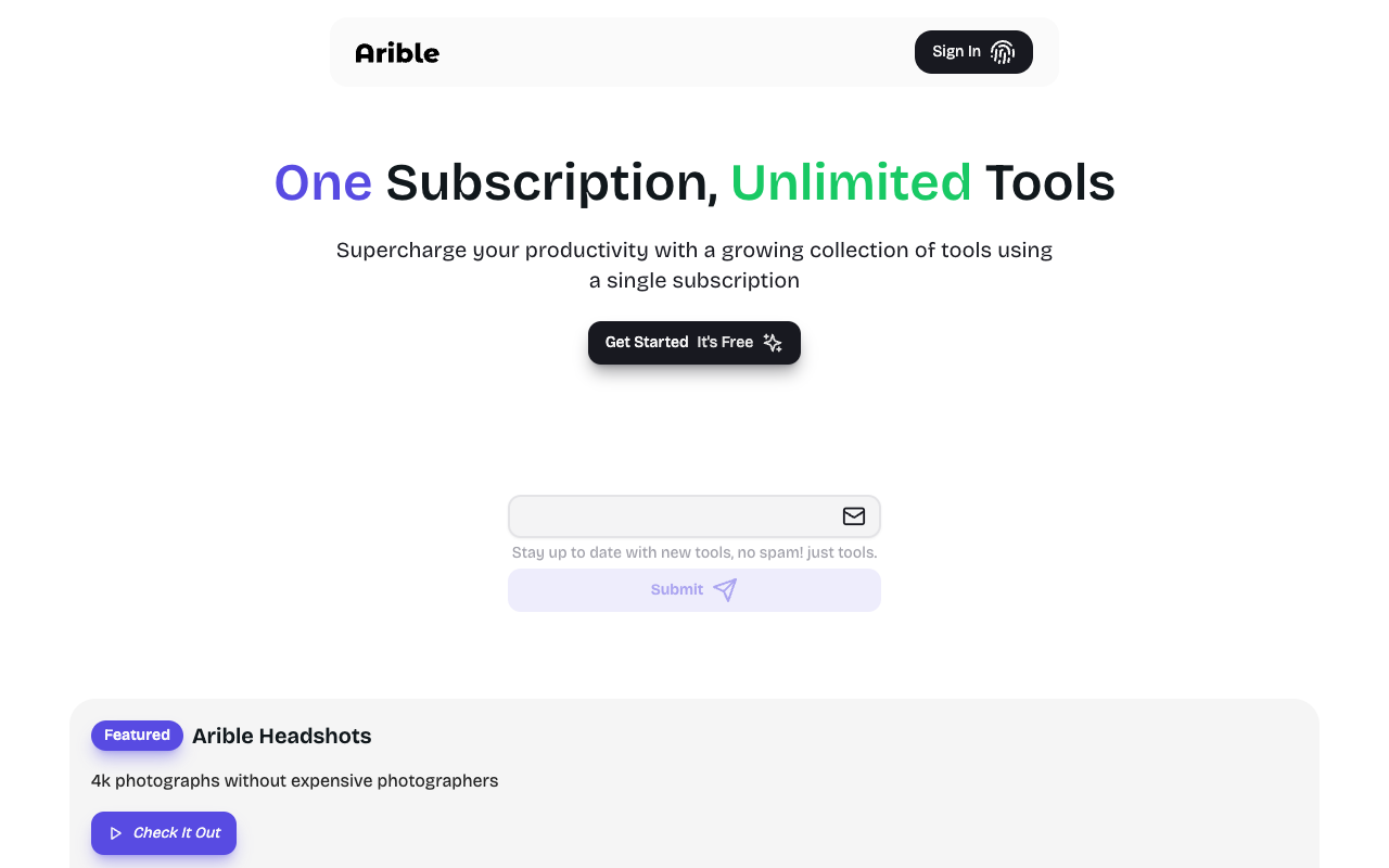 Arible AI v2.0 - A Collection of AI Tools Under a Single Subscription