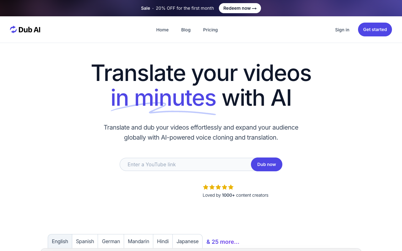Dub AI - Translate and dub your videos in minutes with AI