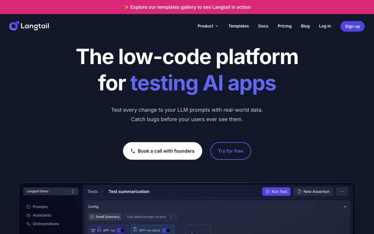 Langtail - Streamline LLMOps and Enhance AI App Development AI Development LLMOps