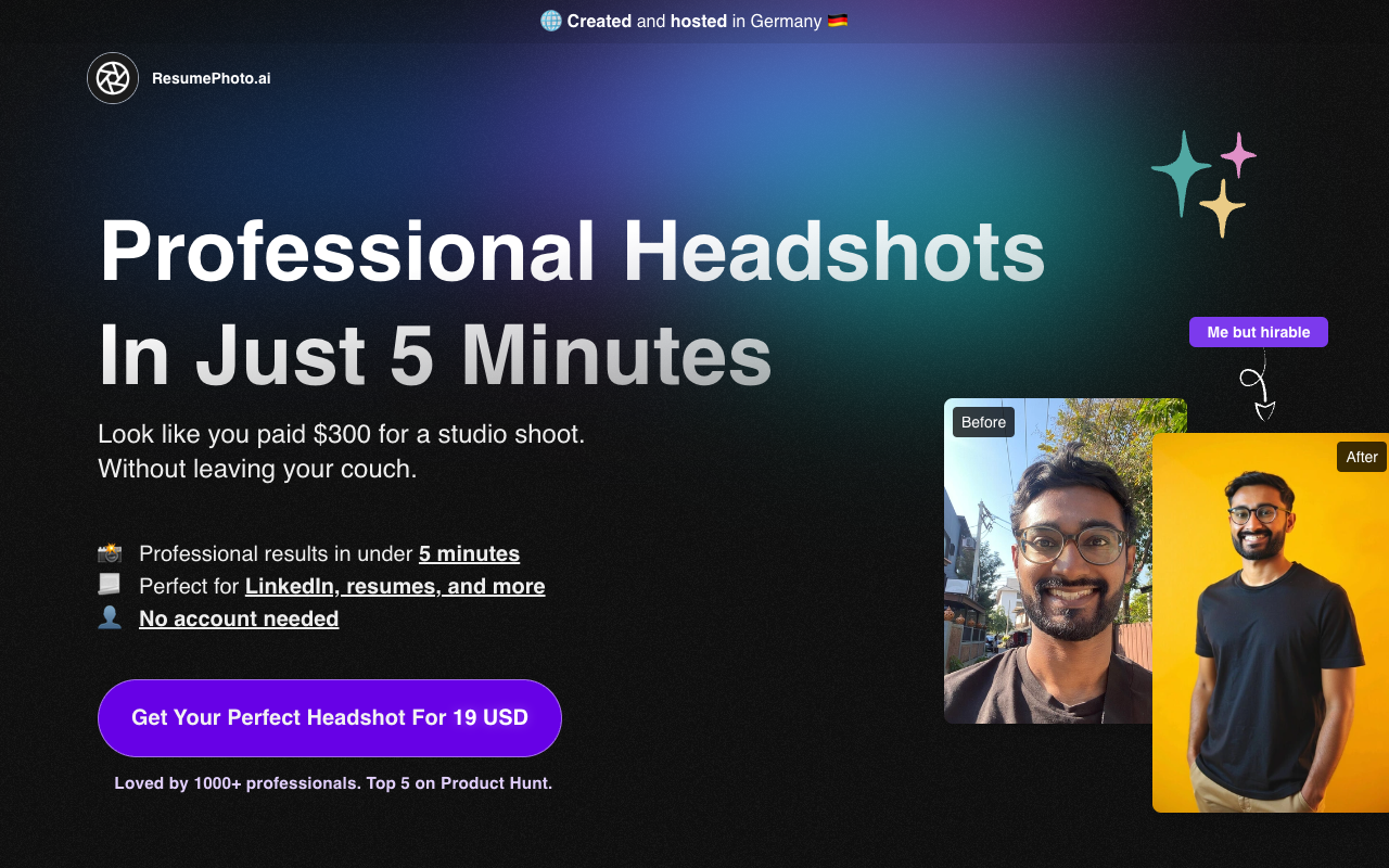 Resume Photo AI - Professional headshots for everyone