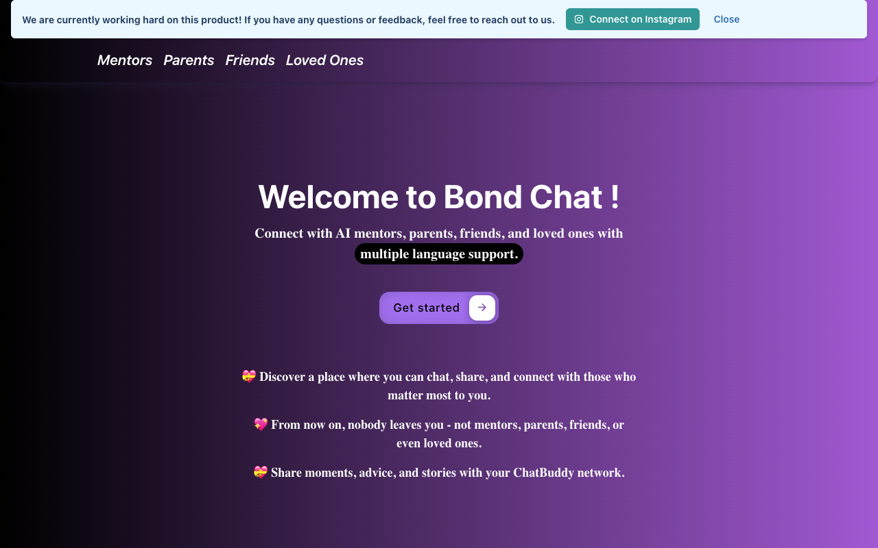 Bond Chat - Support from AI mentors, parents, friends & loved ones