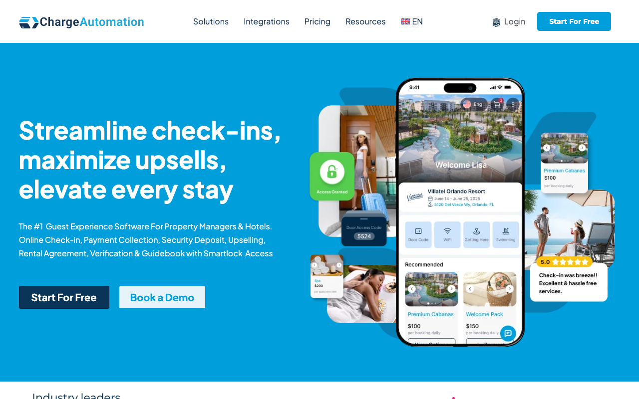 ChargeAutomation - Streamline Check-ins, Maximize Upsells, Elevate Every Stay Hospitality Guest Experience Automation