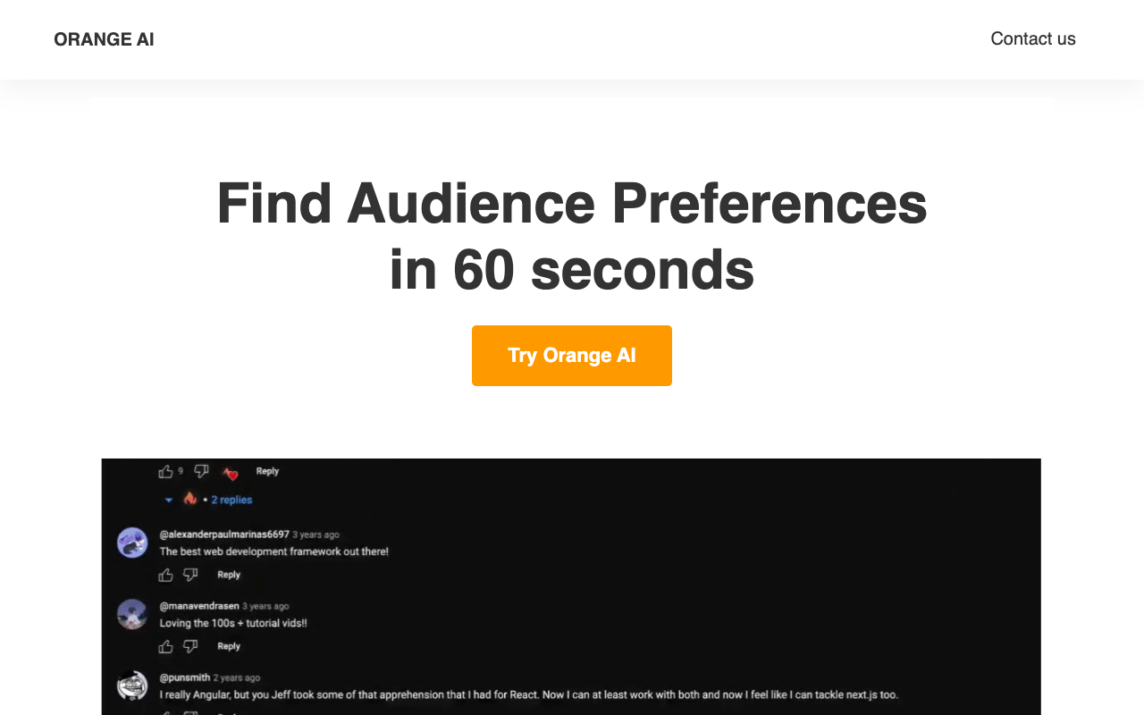 Orange AI - Audience Demand Extracted for YouTubers in 1 Minute