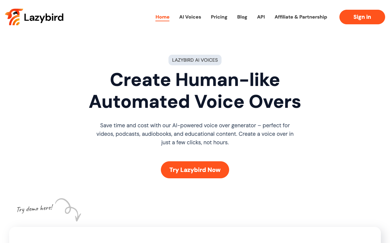 Lazybird - The best AI voice-over that captivates your audience