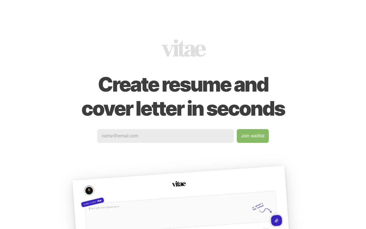 Vitae - Create Custom Resumes and Cover Letters with AI