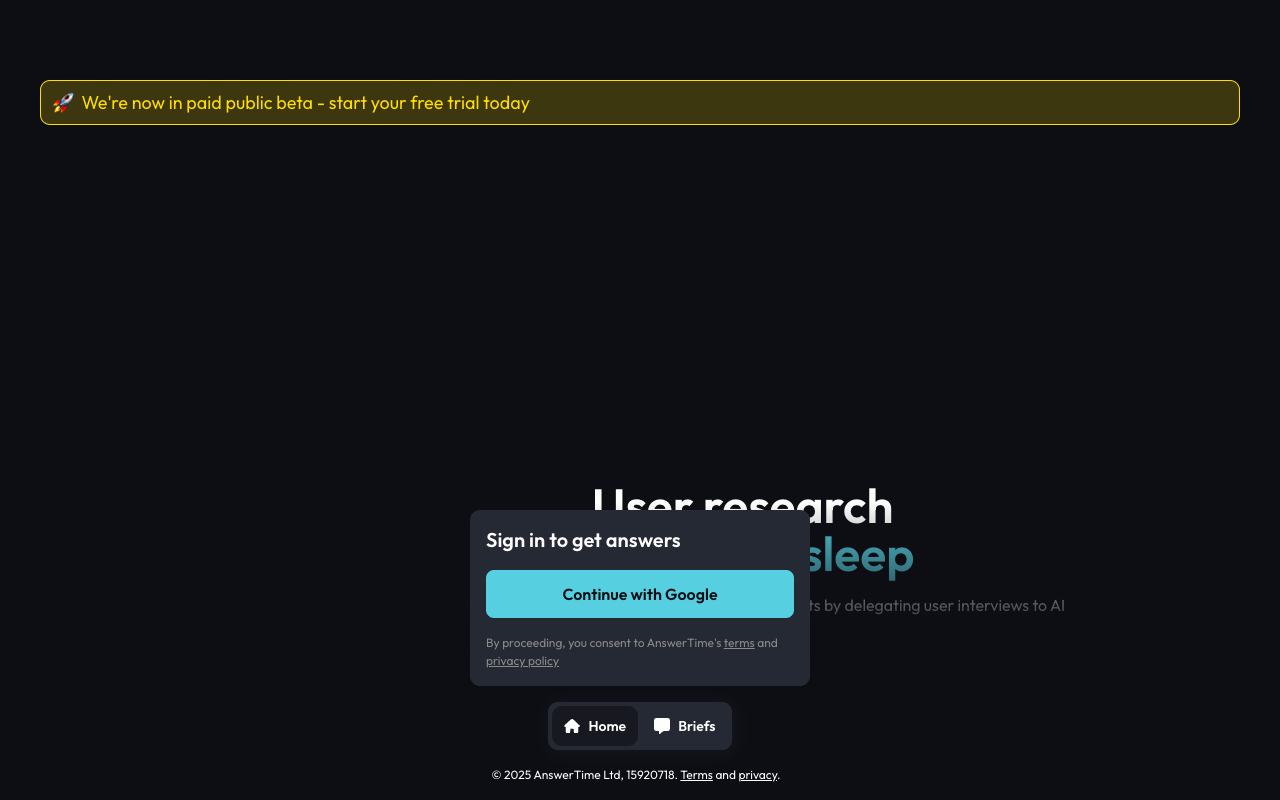 AnswerTime - Quick, effective user research, powered by AI