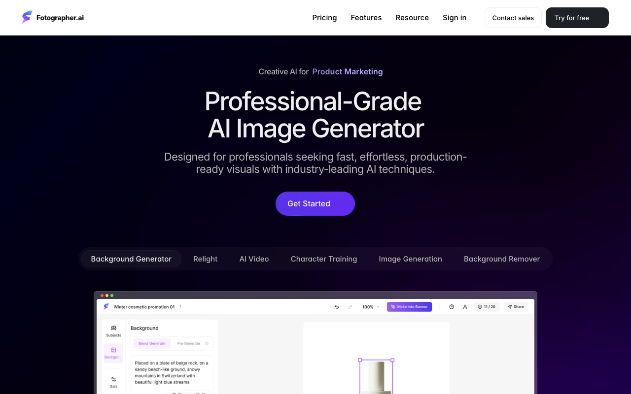 Fotographer AI - AI-powered Tools for Marketing Content Creation AI Marketing