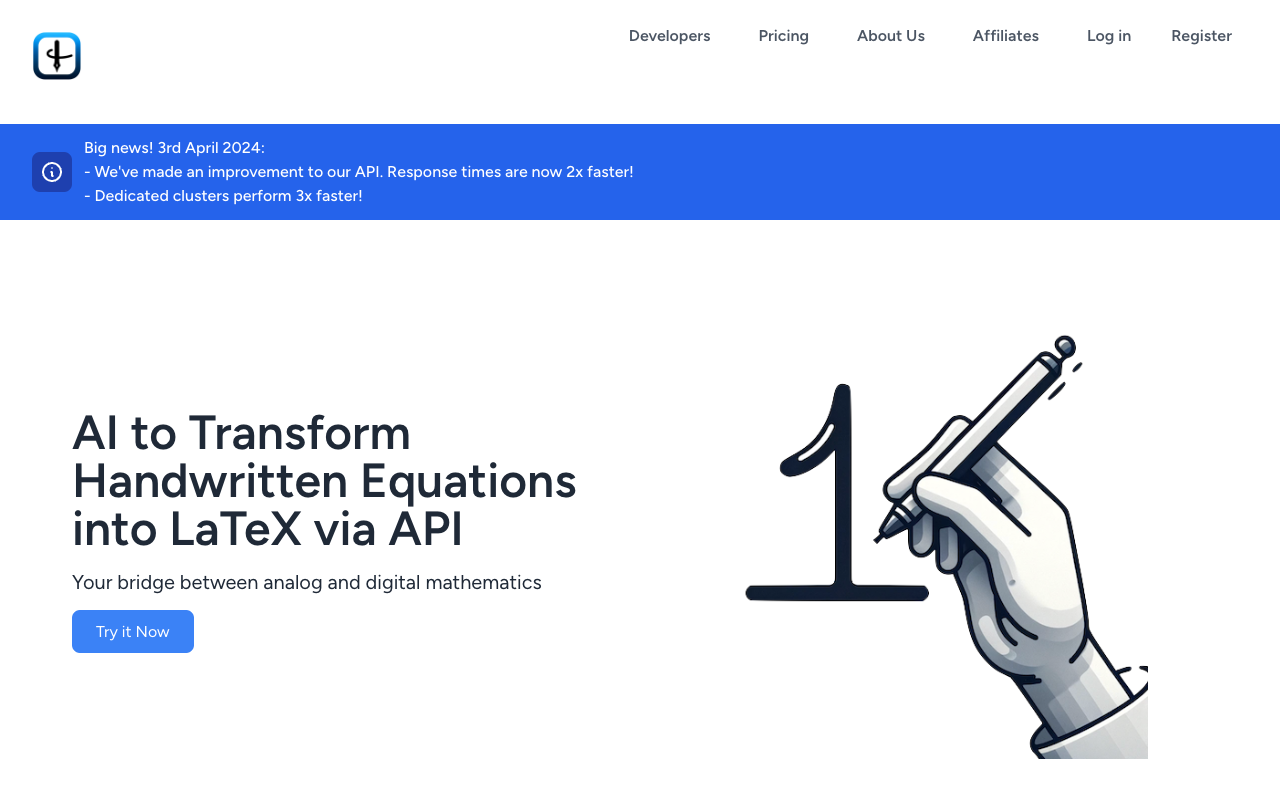 MathHandwriting API - Transform Handwritten Math Equations to LaTeX