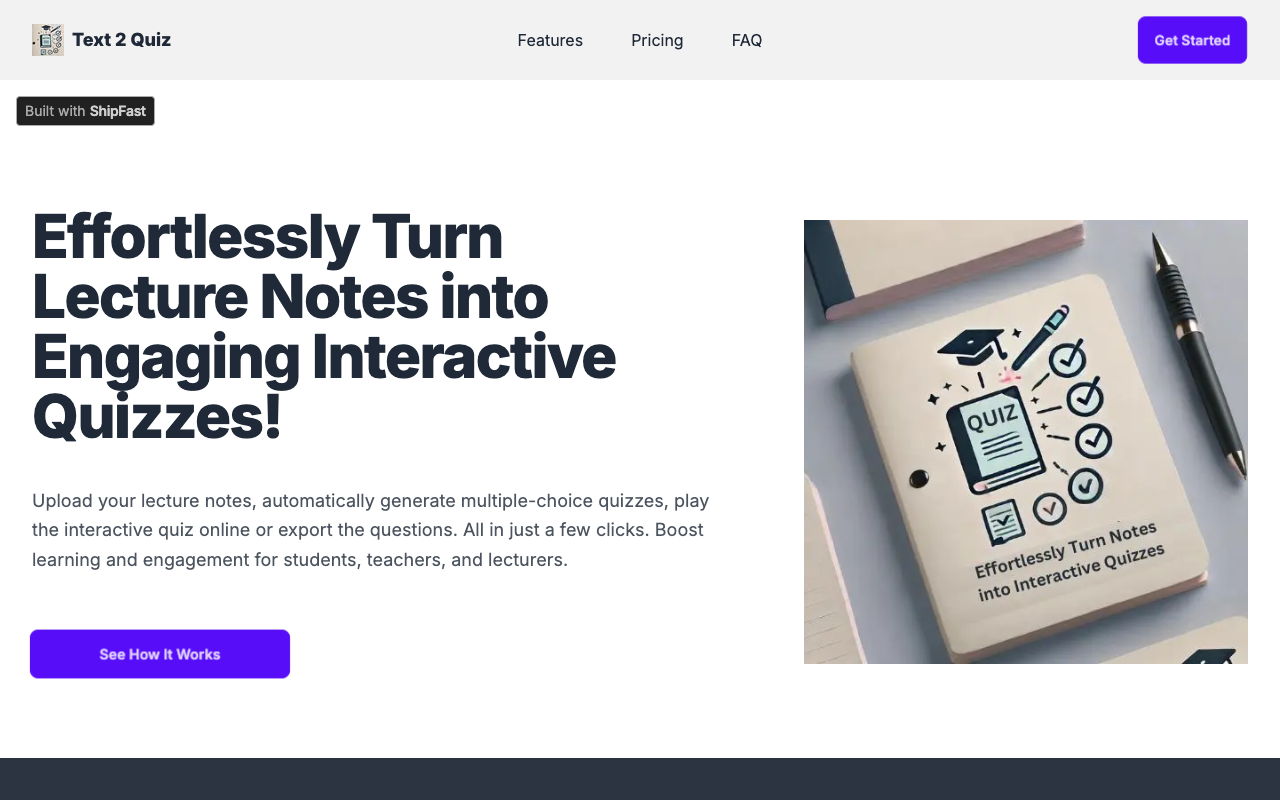 Text 2 Quiz - From Text to Quiz in a Click!