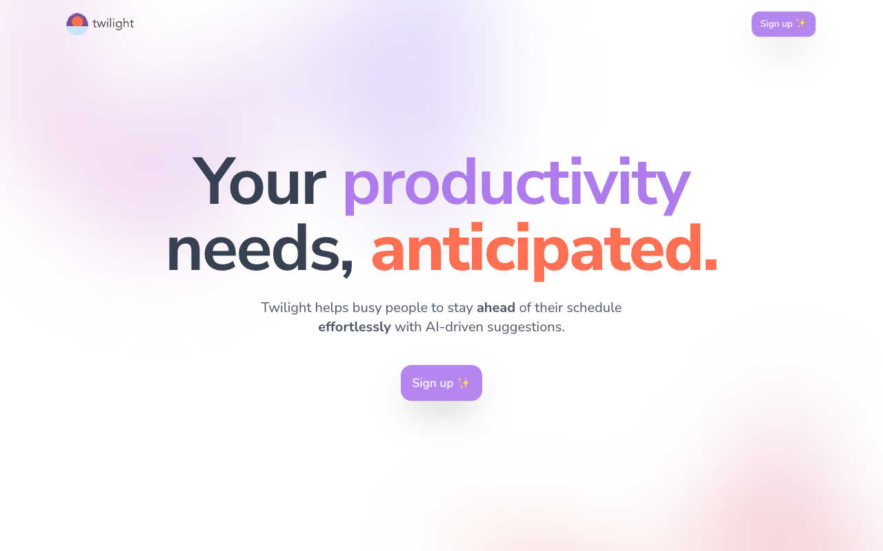 Twilight - Use Twilight and get your productivity needs anticipated
