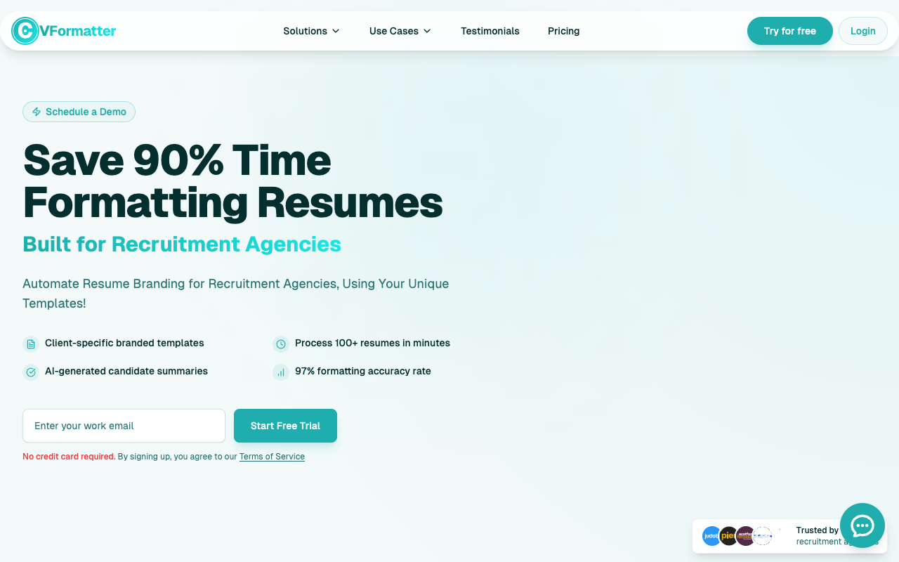 CVFormatter - Streamlines resume formatting for recruitment firms by 90%!