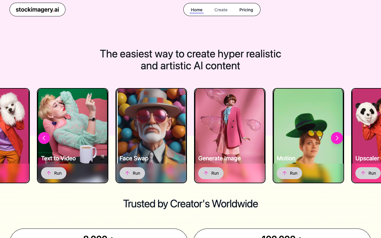 StockImagery.ai - The Simplest Way to Generate Hyper-Realistic AI Visuals & Art