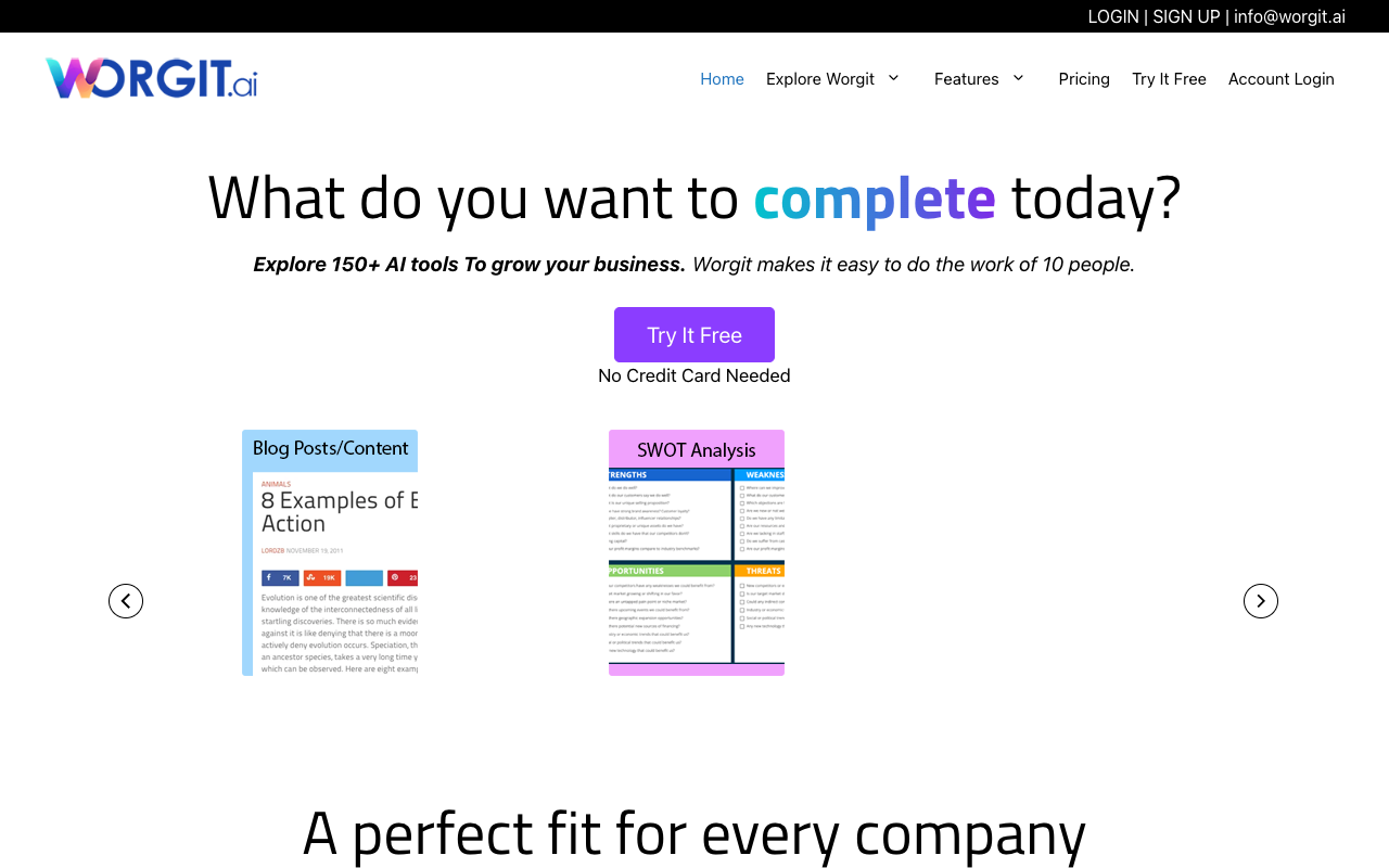 Worgit.ai - Optimize Business Efficiency with AI-Powered Tools AI Business Productivity