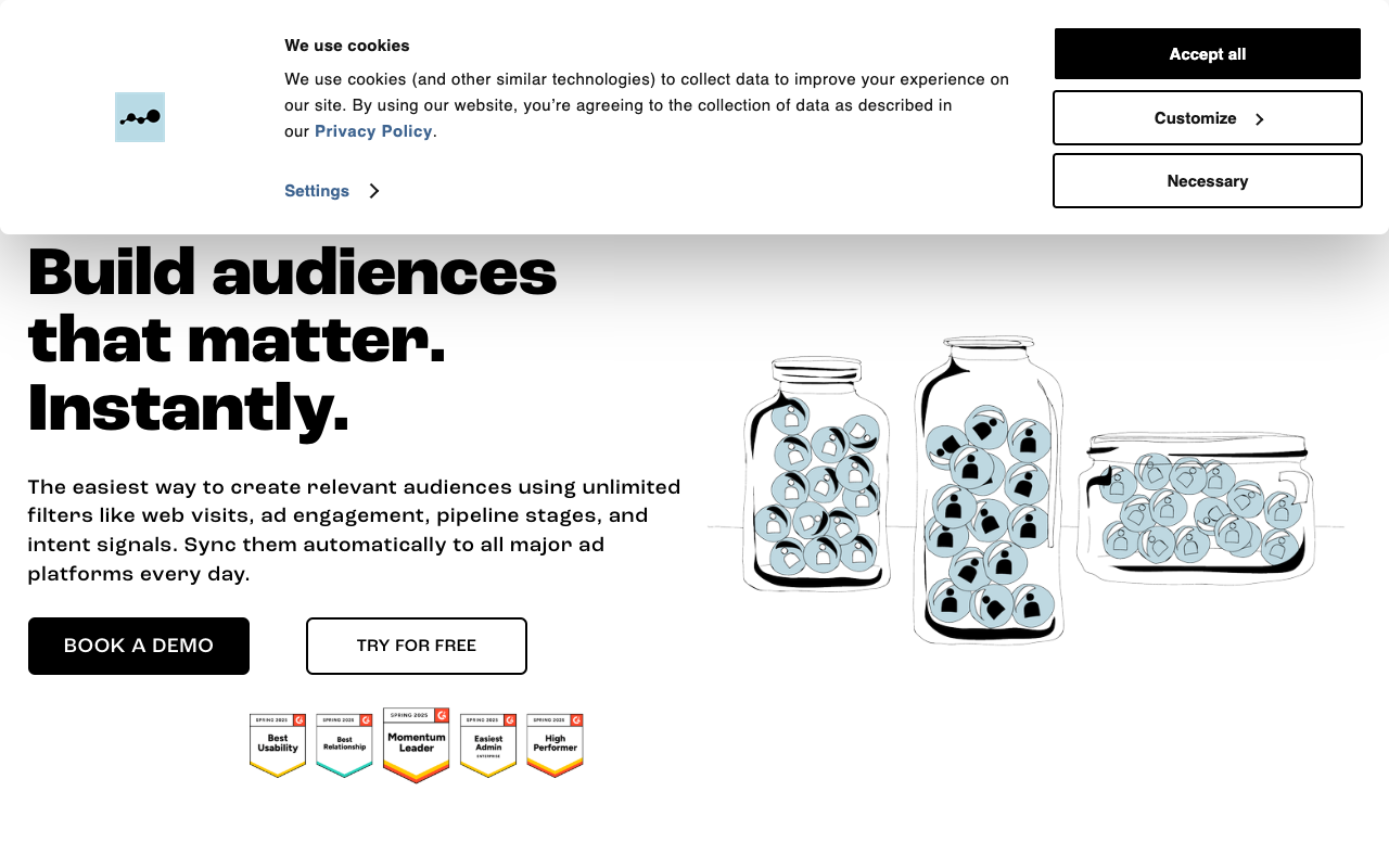 Dreamdata Audience Hub - Build audiences that matter, instantly B2B Marketing Data Analytics
