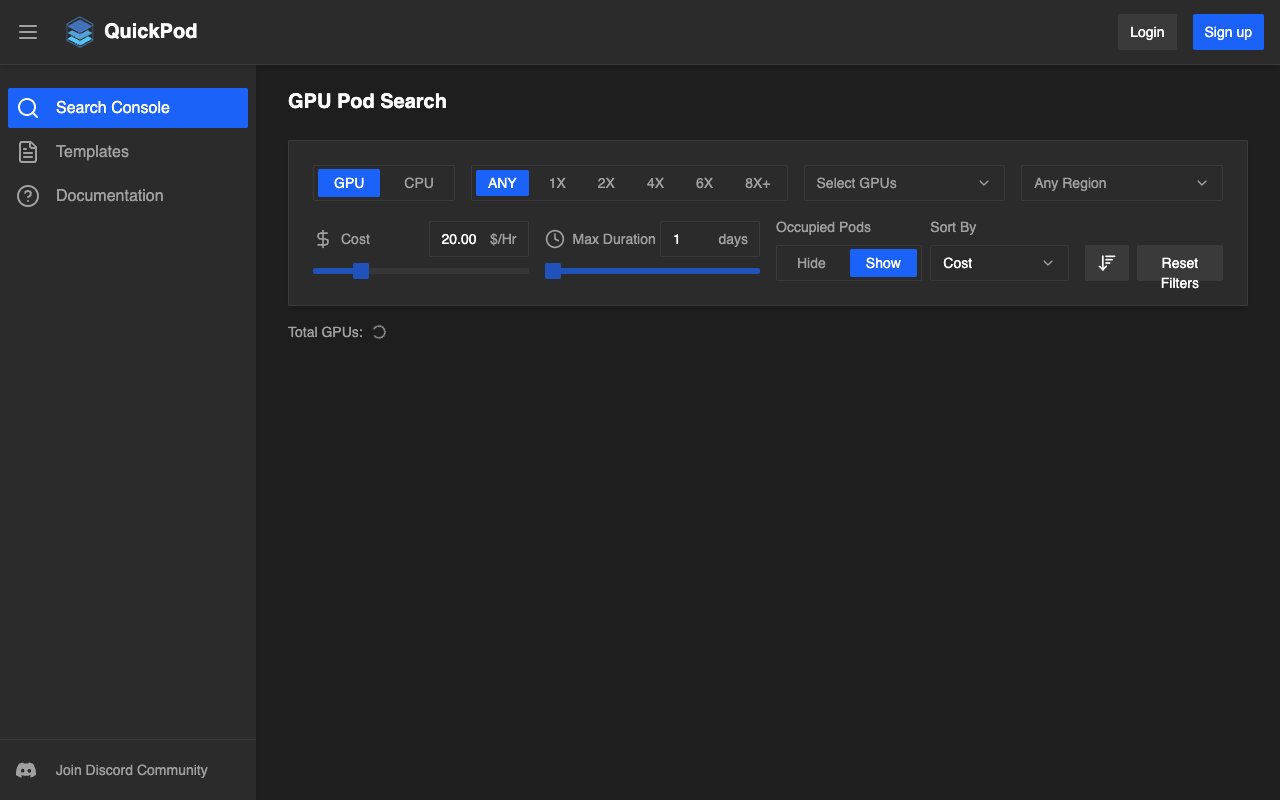 QuickPod - Cost Effective GPU and CPU Rentals