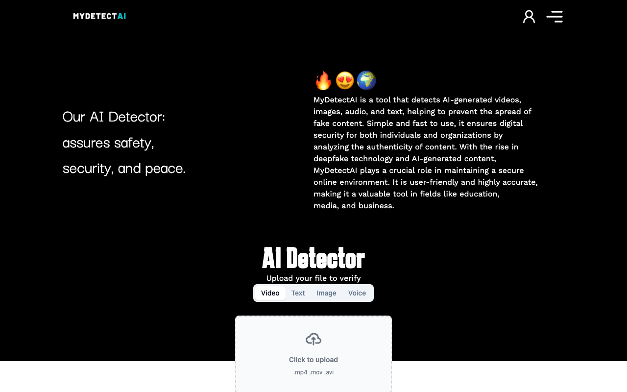 MyDetectAi - Detecting videos made with AI AI Video Deepfake