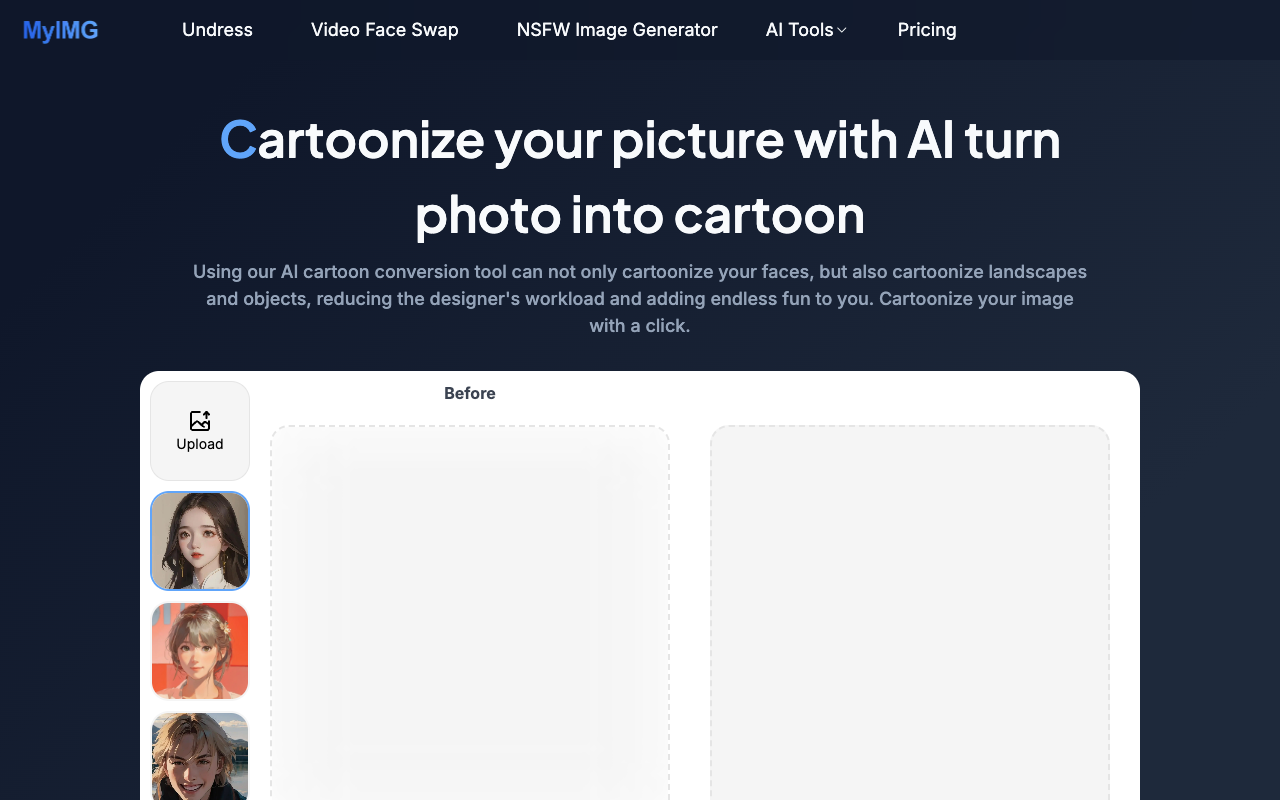 myimg.ai - Transform Images and Videos into Cartoon Style with AI