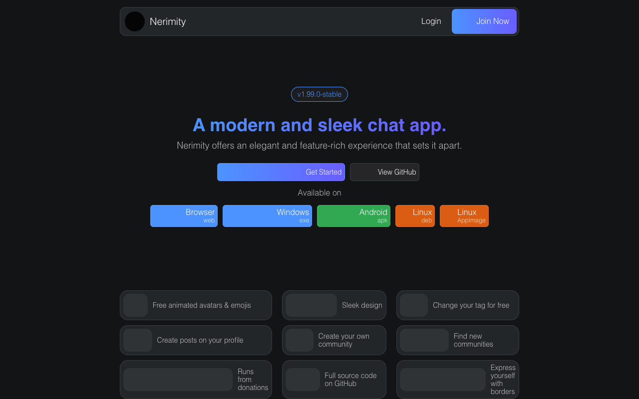 Nerimity - A modern and sleek chat app