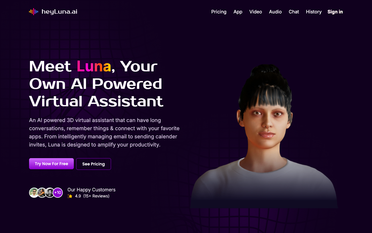 HeyLuna.ai - Your Own 3D AI Powered Virtual Assistant