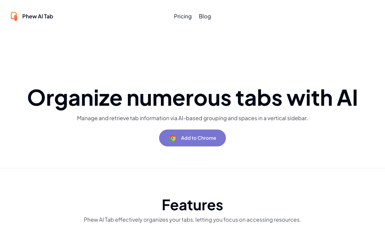 Phew AI Tab - Manage tabs with AI grouping and spaces in a sidebar