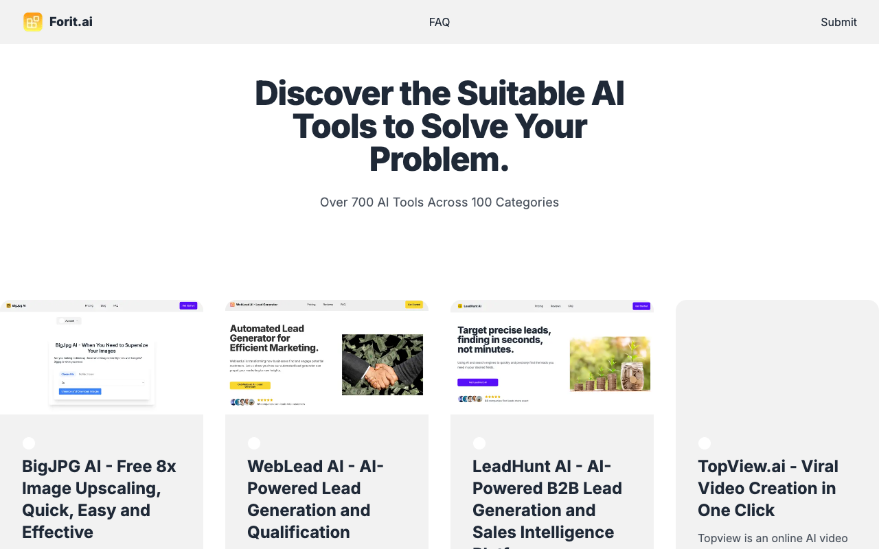 ForIT.AI - Explore AI Tools to Find the Perfect Solution