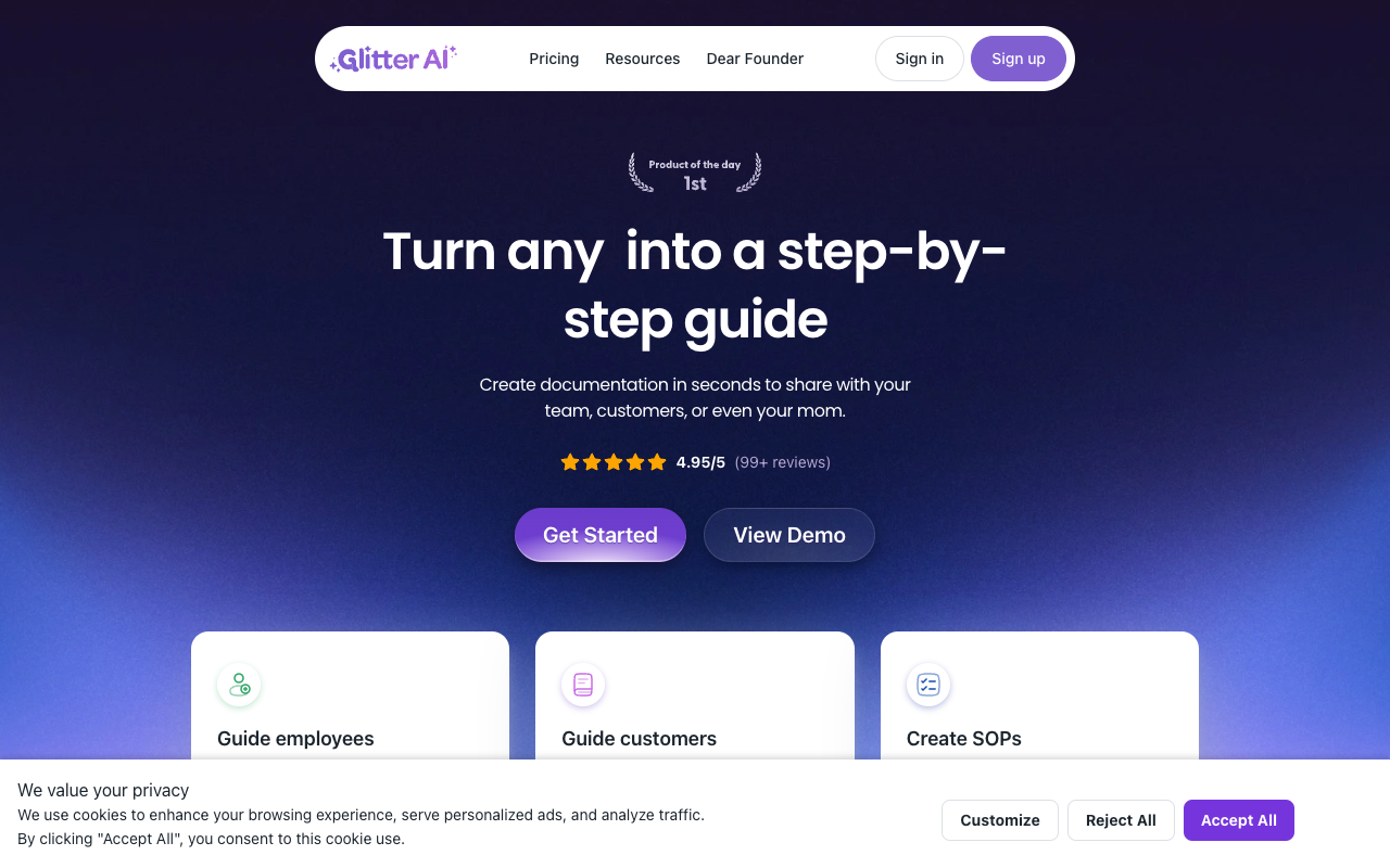 Glitter AI - Turn any process into a step-by-step guide AI Documentation