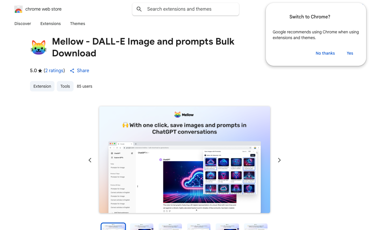 Mellow-DALLE Image and Prompts Bulk Save - Your GenAI Tool